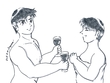 第４１回挿絵「ワイングラスをマユミに渡すケンジ」