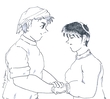 第３４回挿絵Ａ「マユミの手を取るケネス」