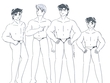 第４５回挿絵「ビーチに立つケンジ、ケネス、健太郎、龍」